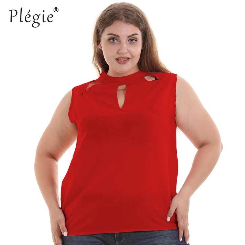 Женская блузка без рукавов Plegie большие размеры 5XL 6XL Летние шифоновые топы и