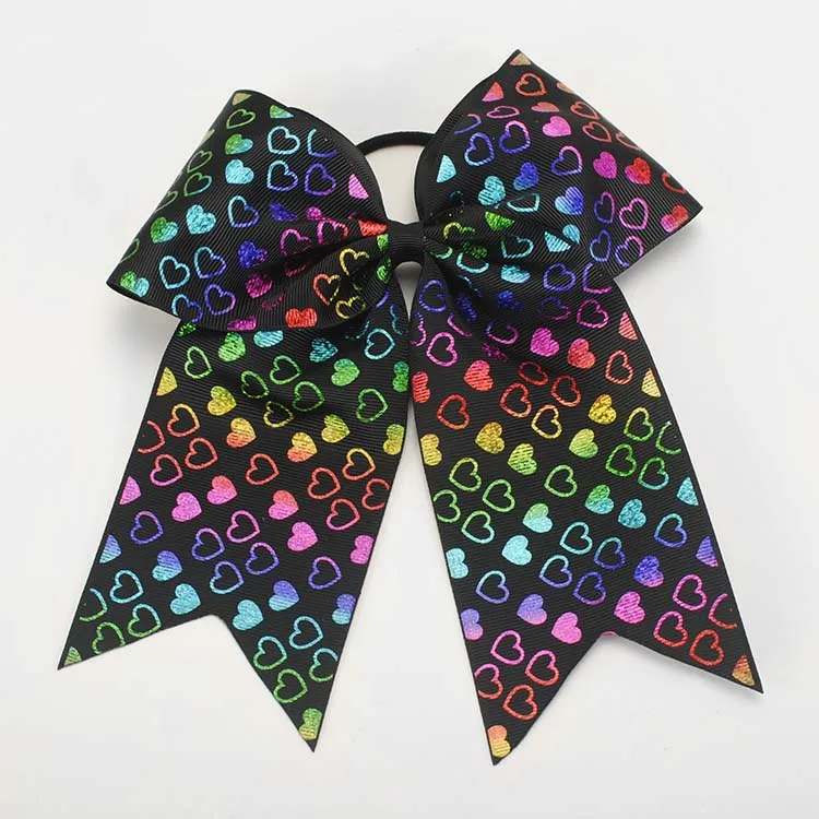 1pcs/lot 7 &quot colorful ribbon pattern With Elastic Band Handmade girl Headwear Cheer Bow Hair Bands | Дом и сад