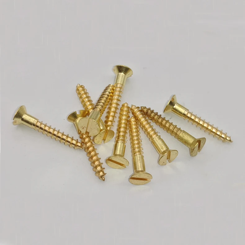 M2 M2.5 M3 M4 латунные шлицевые винты с потайной головкой плоские саморезы по дереву длина 6 мм-40 мм