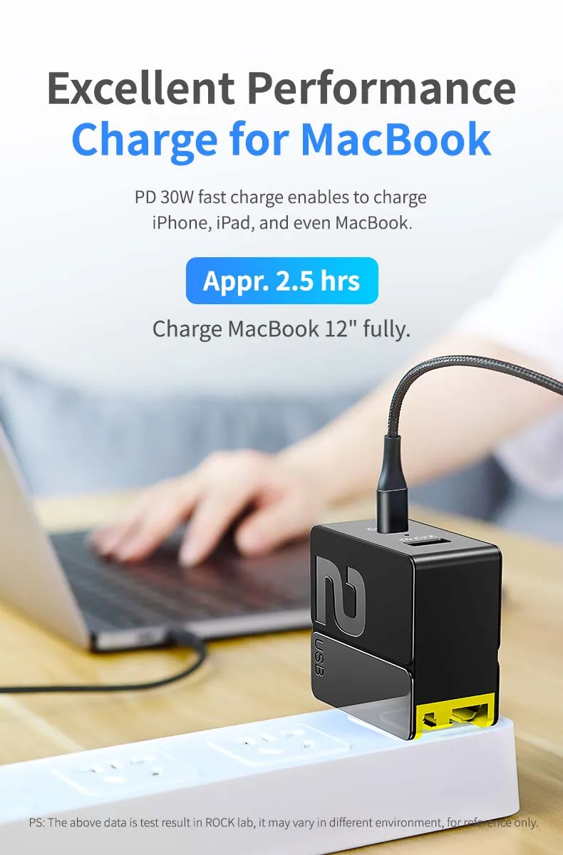 PD быстрое зарядное устройство USB Rock 30 Вт U+ C PD 3,0 SCP& FCP QC4.0 и QC3.0 дорожный адаптер Быстрая зарядка для iPhone XS XR huawei P30