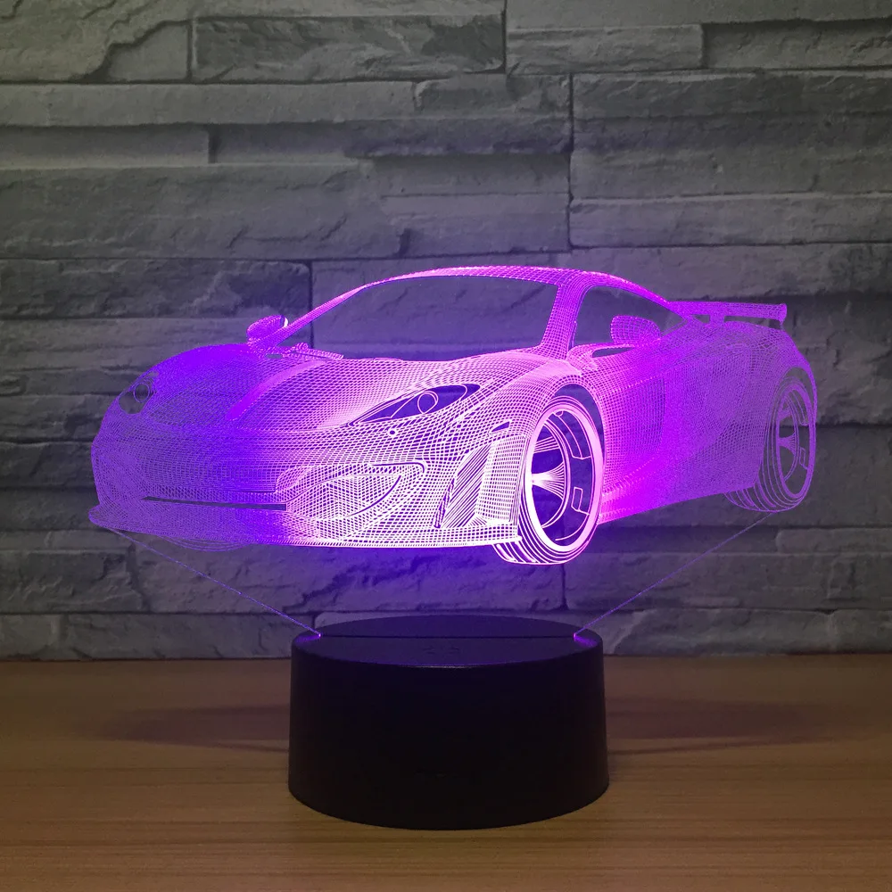 Внешняя торговля Новый автомобиль 3d фигурка ночник градиент из семи цветов