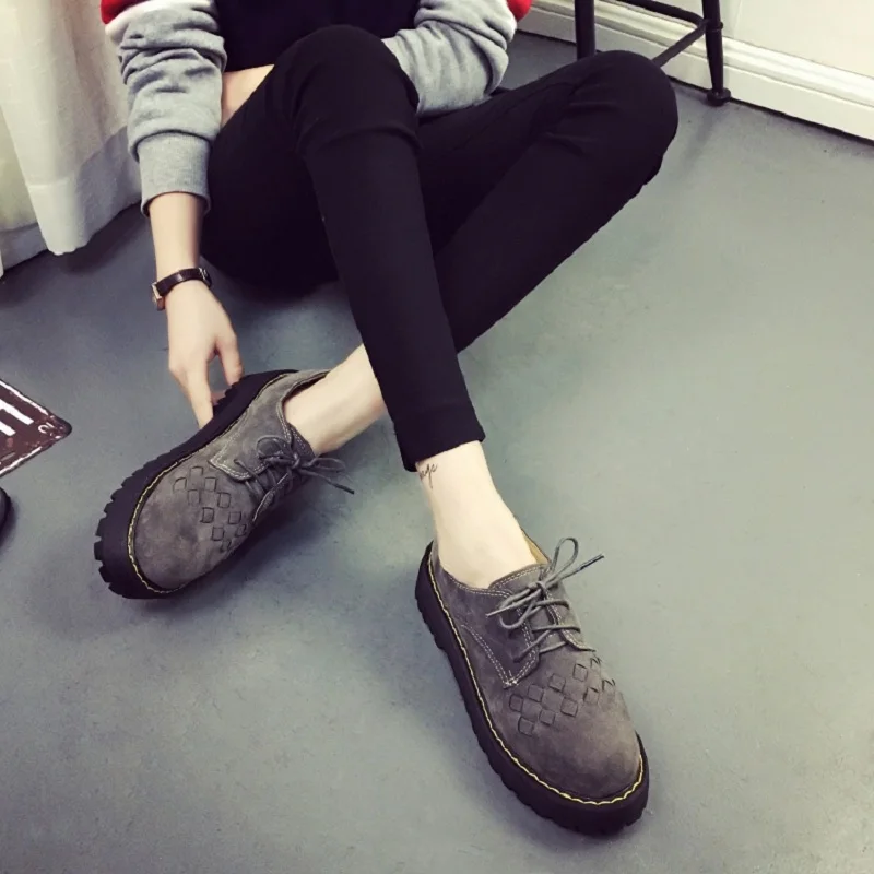 2016 Весна Способа Высокого Качества Женщины Туфли На Платформе Нубука толстым