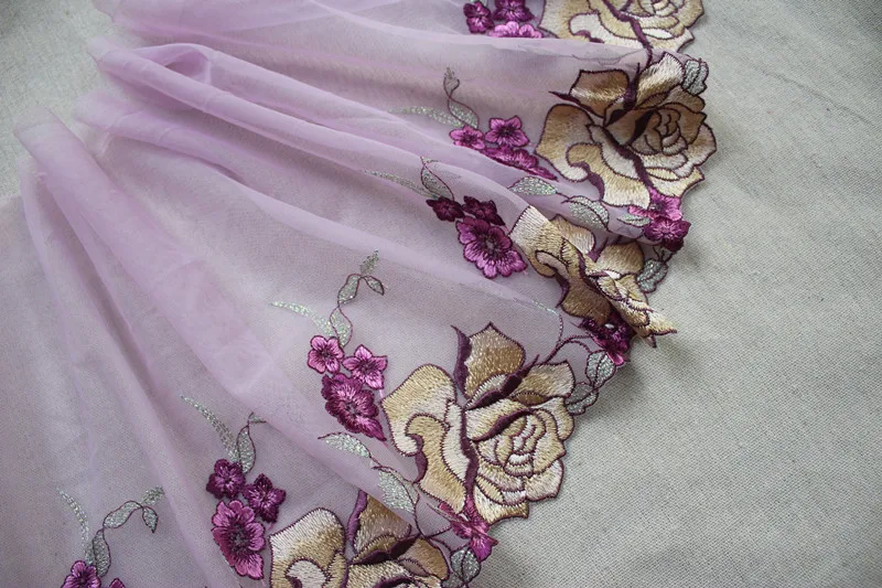 25 5 см 10 дюймов wide 2yards/лот Diy ремесло Вышитый цветочный эластичный тюль кружевной