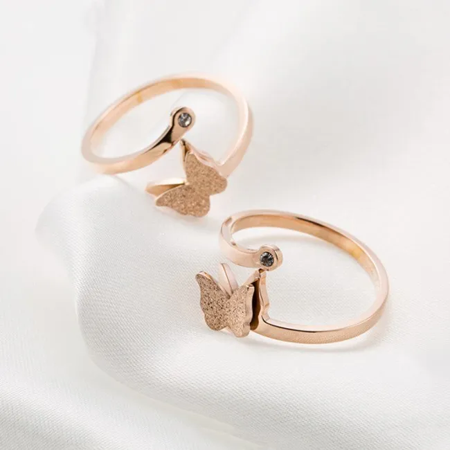 

2022 SALE Fine Jewelry Fashion titanium steel female butterfly ring Crystal fromSwarovskis Opening Rings Rings For female Gifts