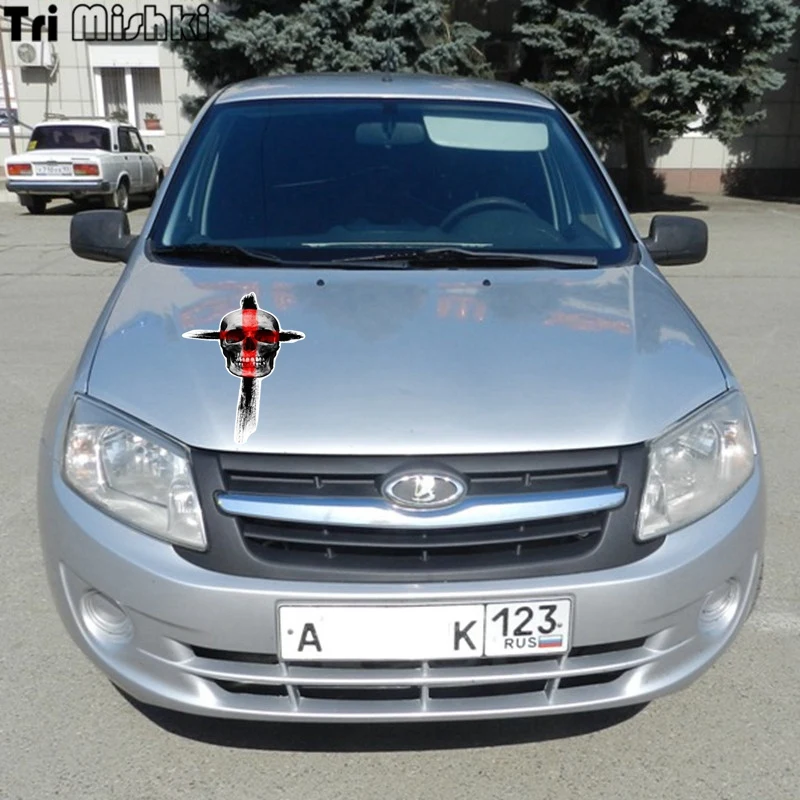 Цветные наклейки для мотоциклов три мишки WCS731 12 х20 см крест с красным черепом