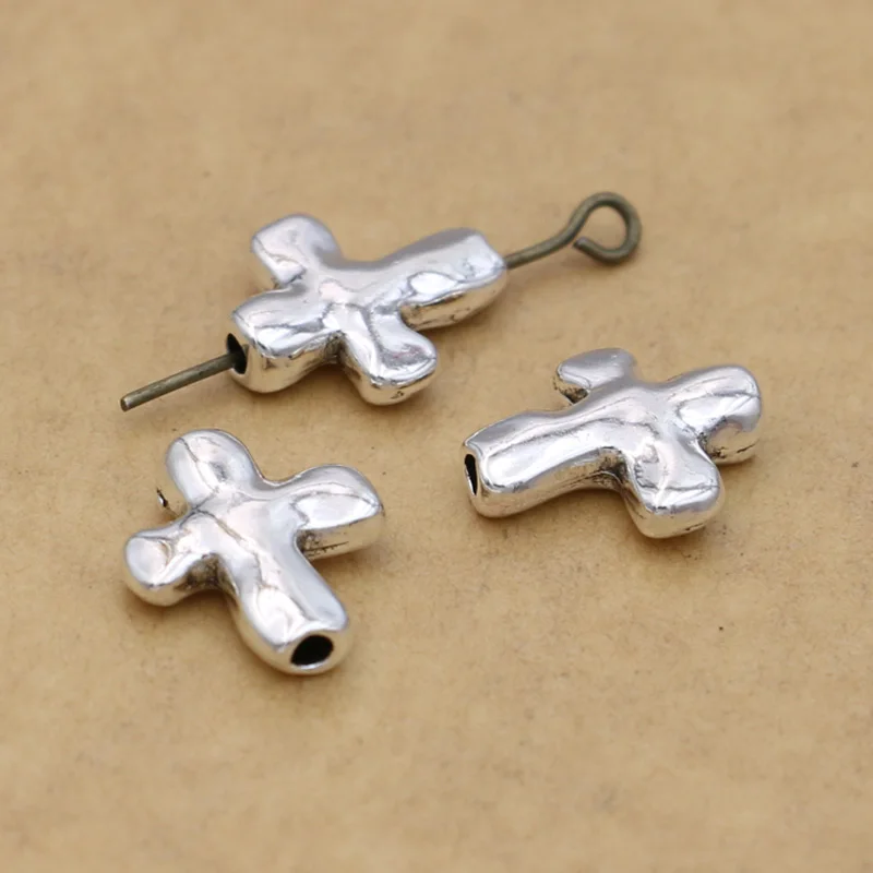 

Tibetan Silver Plated Cross Spacer Beads European Charm Bracelet Jewelry Findings Accessories Making Craft DIY 14x12mm