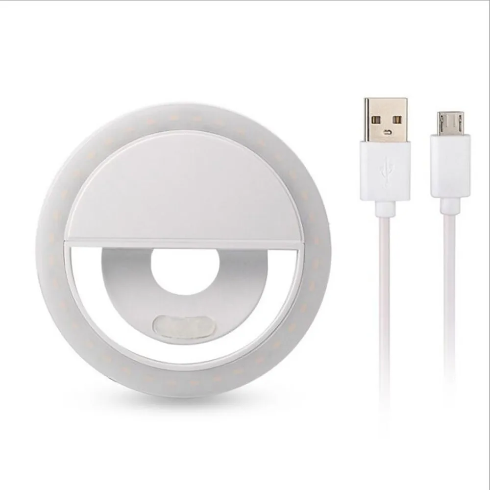 Кольцевой светильник USB селфи макияж светильник светодиодный видео кольцо светильник фотографический светильник ing с зарядным кольцом светильник кольцо для iPhone фото телефон - Цвет: Белый