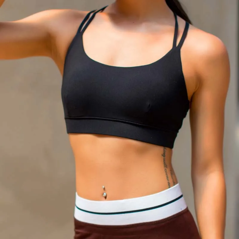Сексуальный спортивный бюстгальтер Femme Crop Yoga Top Cross с широкими эластичными