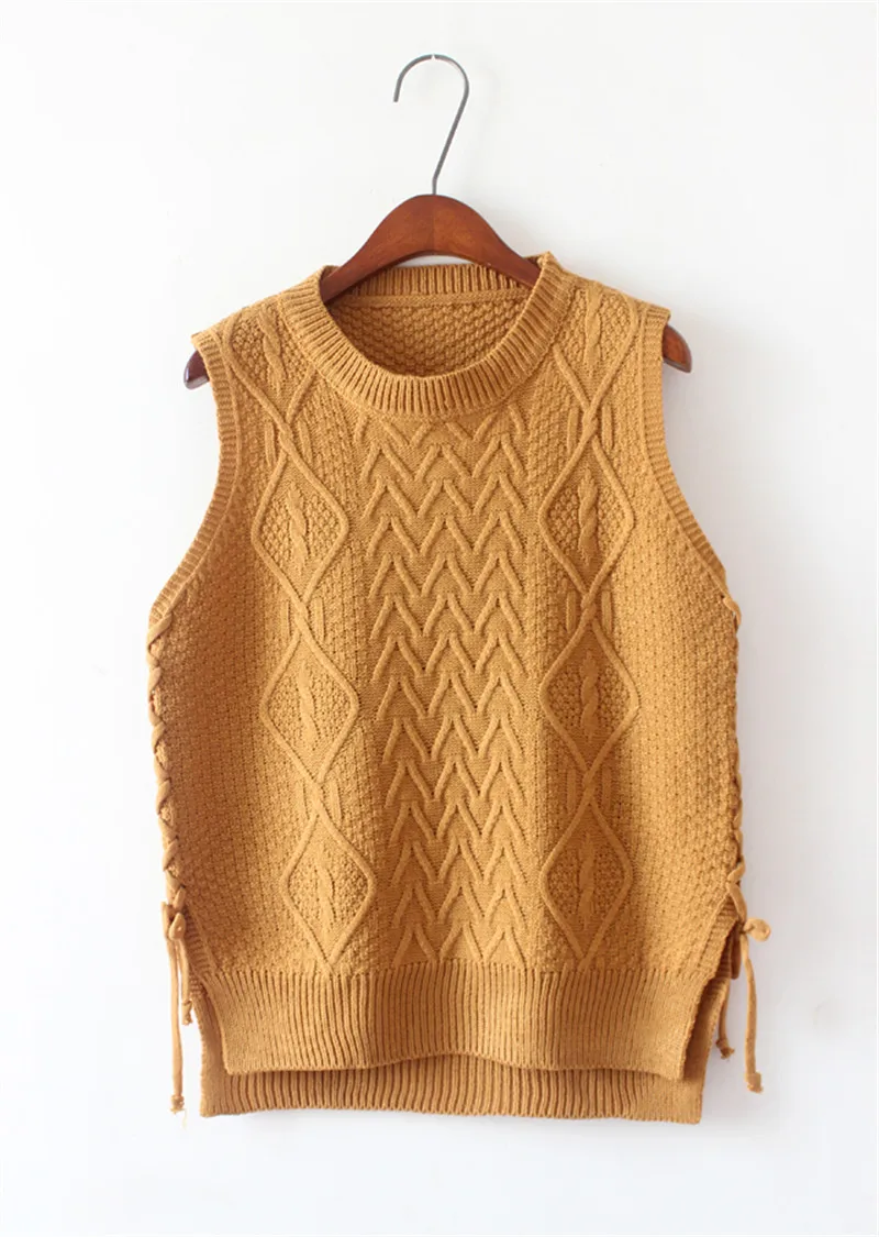 2018 Autumn Winter Vintage Casual O Neck Knitted Vest Knitwear Black Solid Sleeveless Pullover Sweater sweter mujer | Женская одежда