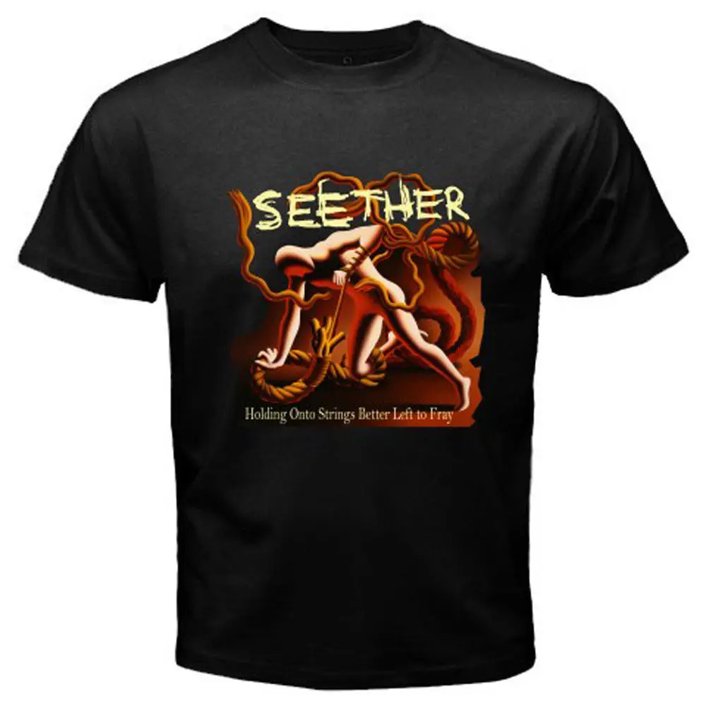 New SEETHER Holding Onto Strings Album Music Men's Black T-Shirt Size S To 3XL Cheap Sale 100 % Cotton T Shirts for Boys | Мужская
