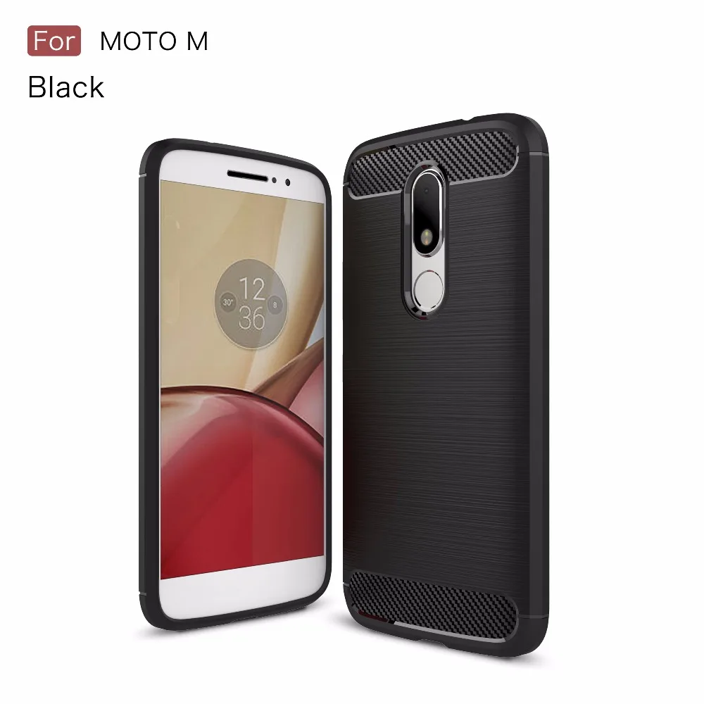 For Motorola Moto M Case Carbon Fiber TPU Brushed Phone Skin Back Cover Protector for XT1662 Capa Coque Funda |