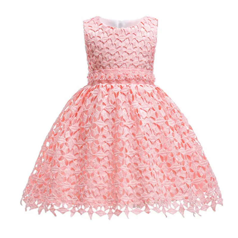 

2021 Vintage Baby Girl Dress Summer Bead Champagne Dresses for Newborn 1-2 Year Birthday Party Wedding Princess Infant Clothes