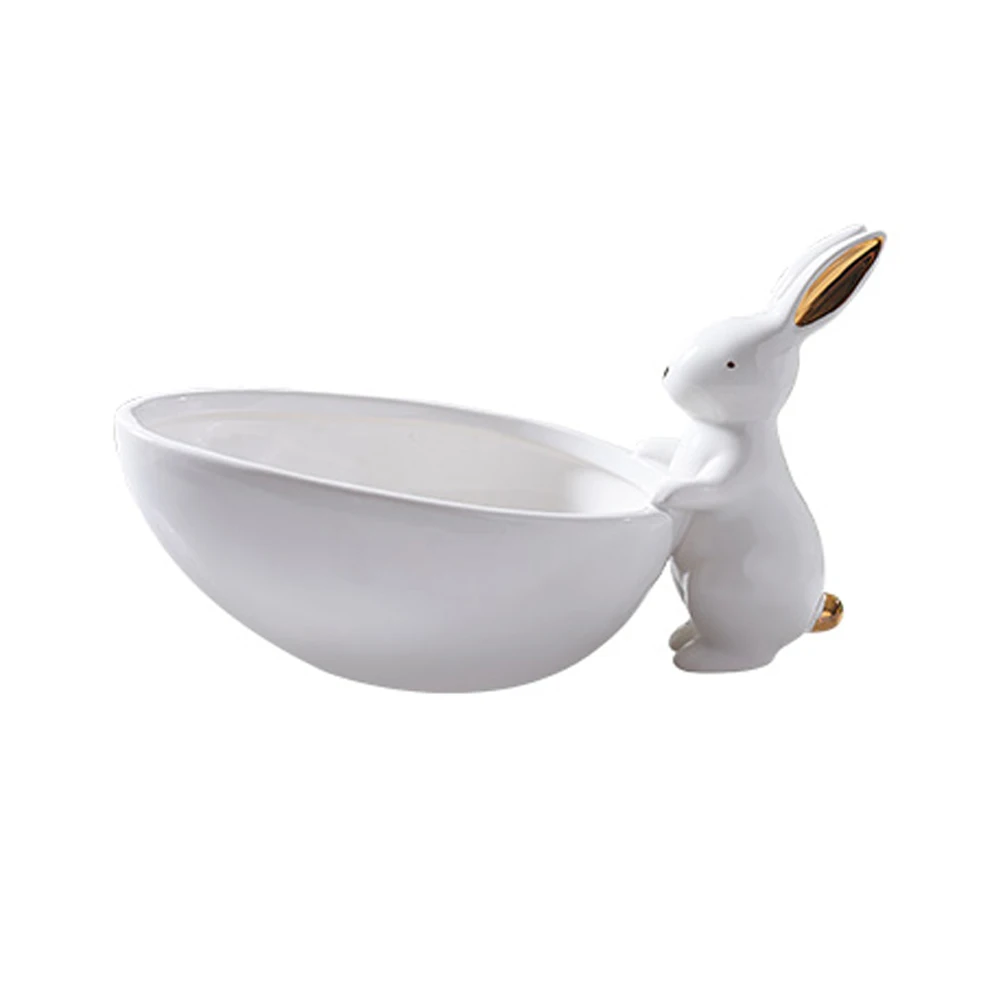 Ceramic Rabbit Plate Decoration Fruit Storage Tray Creative Snack Plate Nordic Jewelry Plate Easter gift Housewarming gift