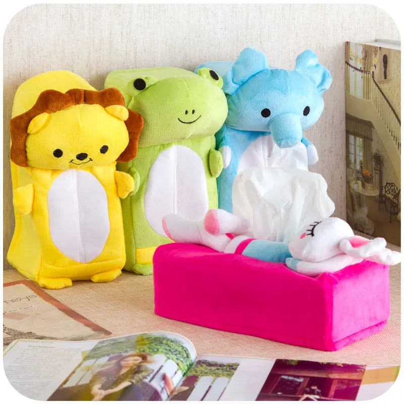 Мультяшный животный дизайн плюшевый прямоугольник для салфеток держатель чехол