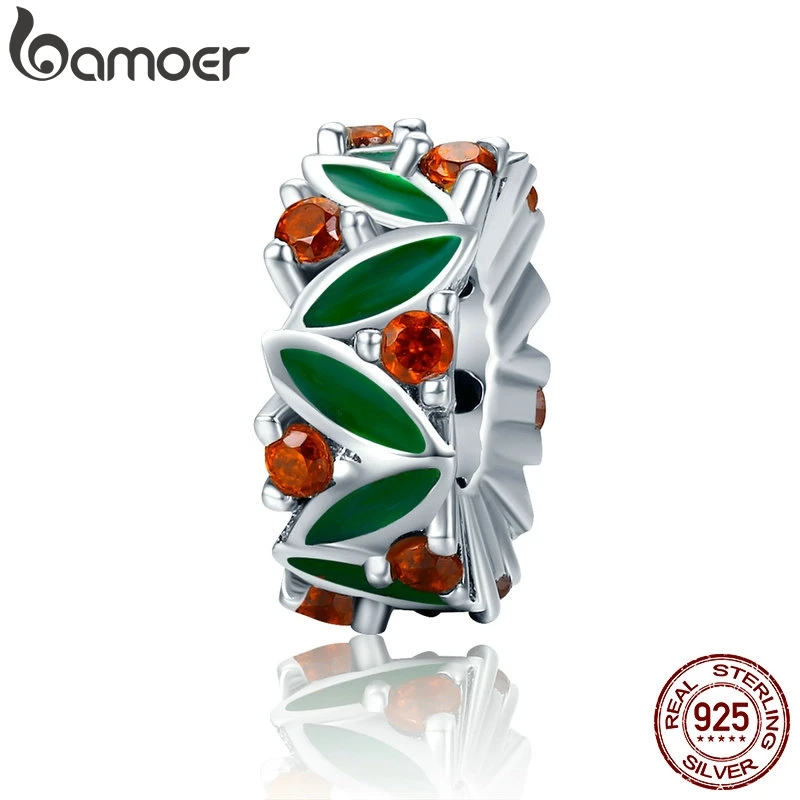 BAMOER, рождественские украшения, 925 пробы, серебряная Рождественская елка, прозрачный CZ бисер, подходит для браслета, ювелирное изделие, подарок SCC317
