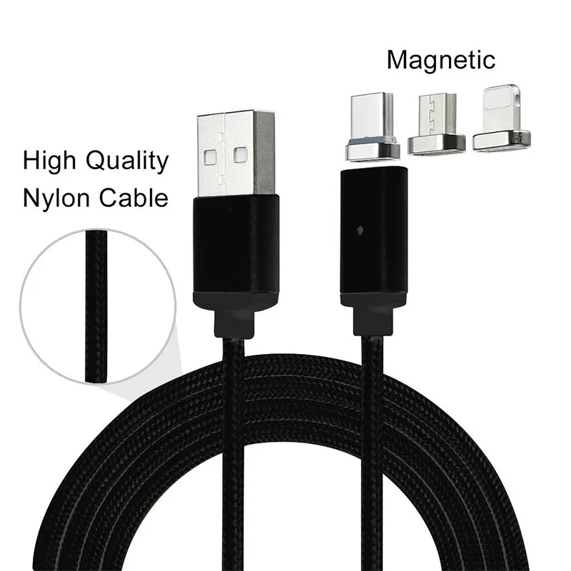 Магнитный кабель USB Type C/Micro USB/IOS 3 в 1 адаптер для быстрой зарядки магнитный iPhone Samsung