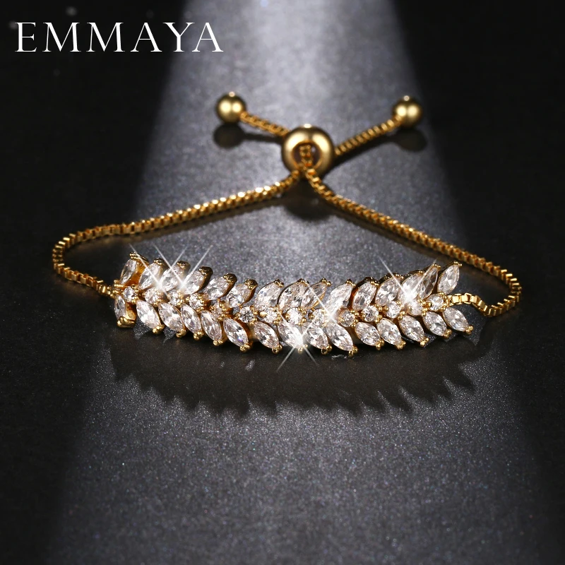 Фото Женские браслеты с блестящим кубическим цирконием EMMAYA, регулируемые браслеты с кубическим цирконием №1