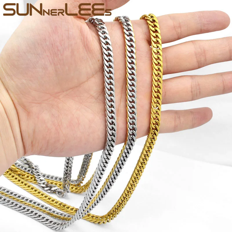 Ювелирные изделия SUNNERLEES из нержавеющей стали ожерелье 4 мм ~ 8 двойная панцирная