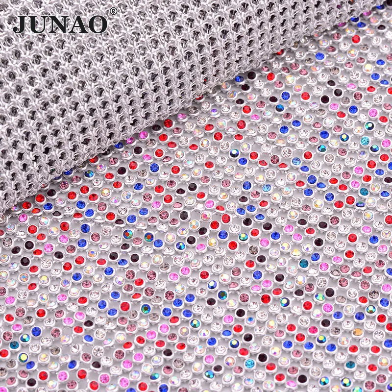 JUNAO 45x120 см Разноцветные кристаллы отделка Стекло Стразы ткань страз лента