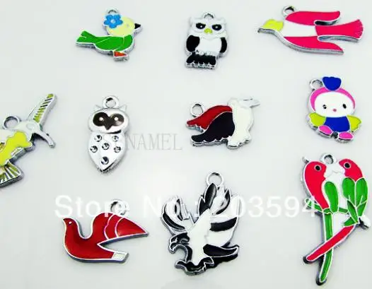 

ME026 Wholesale 100Pcs/Lots DIY Alloy Mixed STYLE Bird Enamel Charms Fashion charms, pendants