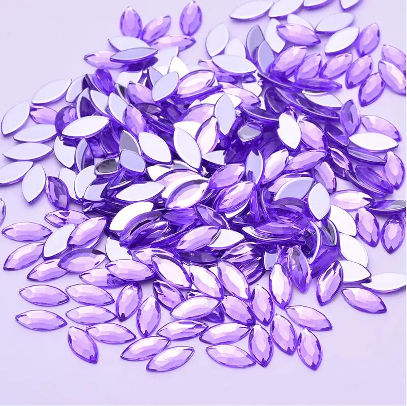 Light Purple JUNAO 7*15 мм Красочные акриловые хрустальные стразы аппликация конский глаз стразы кристаллы плоские драгоценные камни не пришитые камни для рукоделия - Цвет: Light Purple