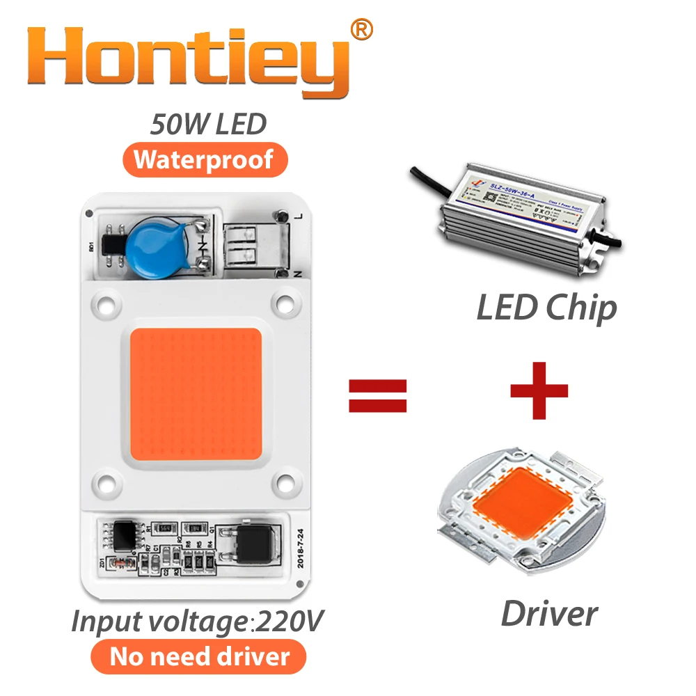 Светодиодная лампа Hontiey 50 Вт COB Smart IC AC 220 В драйвер белый теплый холодный полный
