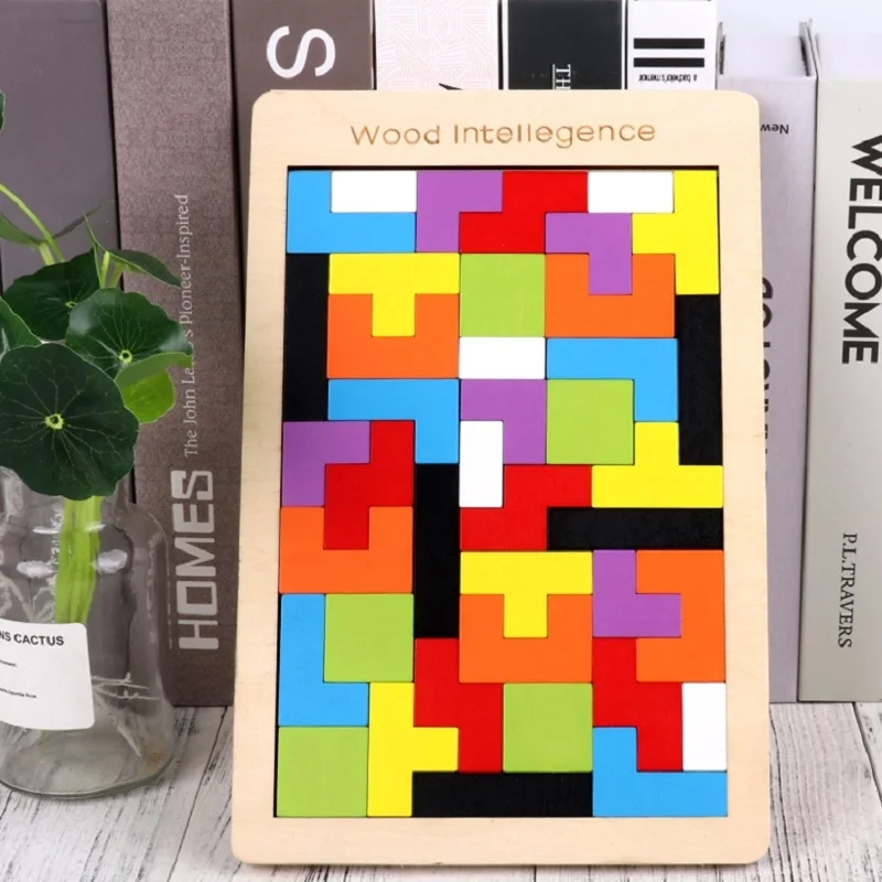 Высокое качество игрушка montessori развивающие тетрис головоломки игрушки из дерева