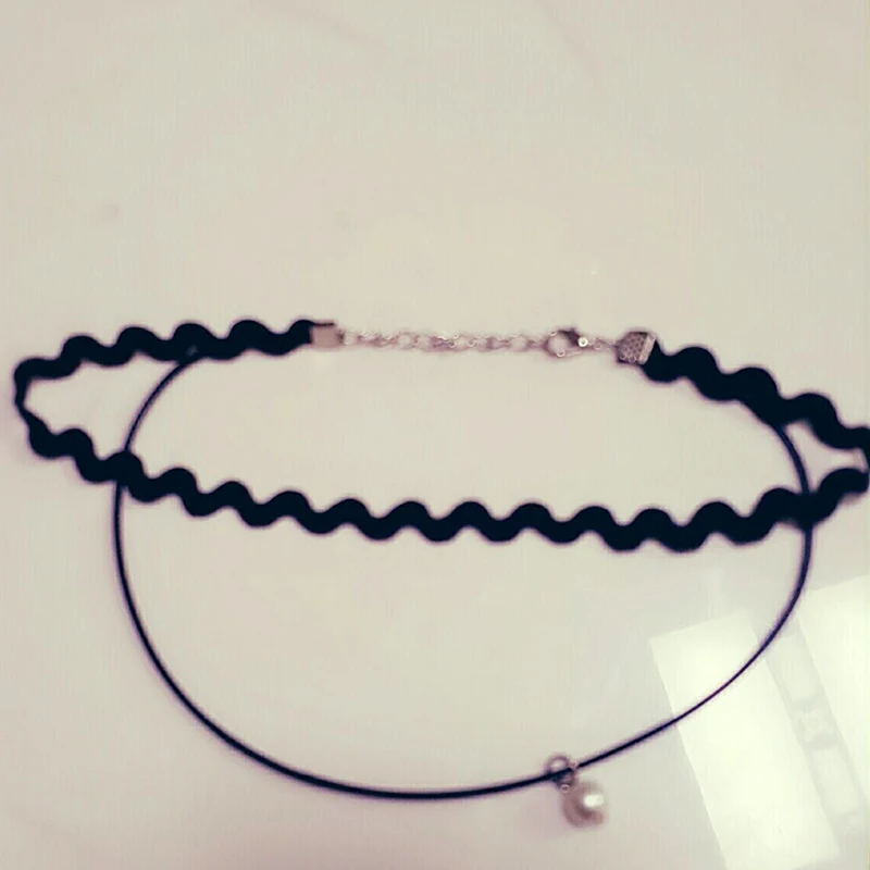 Модный двухслойный кружевной кожаный чокер с цепочкой ожерелье для женщин