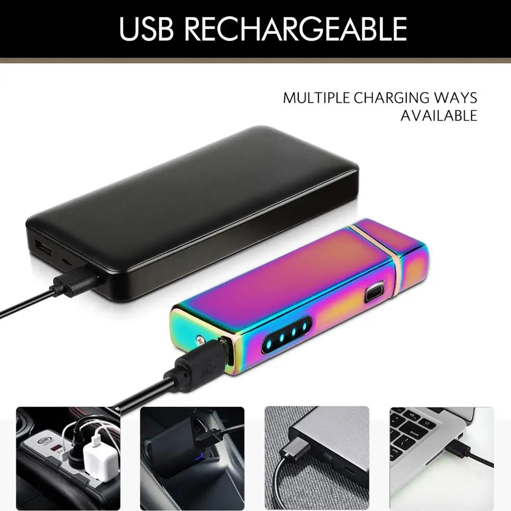 Отпечаток пальца сенсорная электрическая зажигалка с гнездом USB двойная дуга