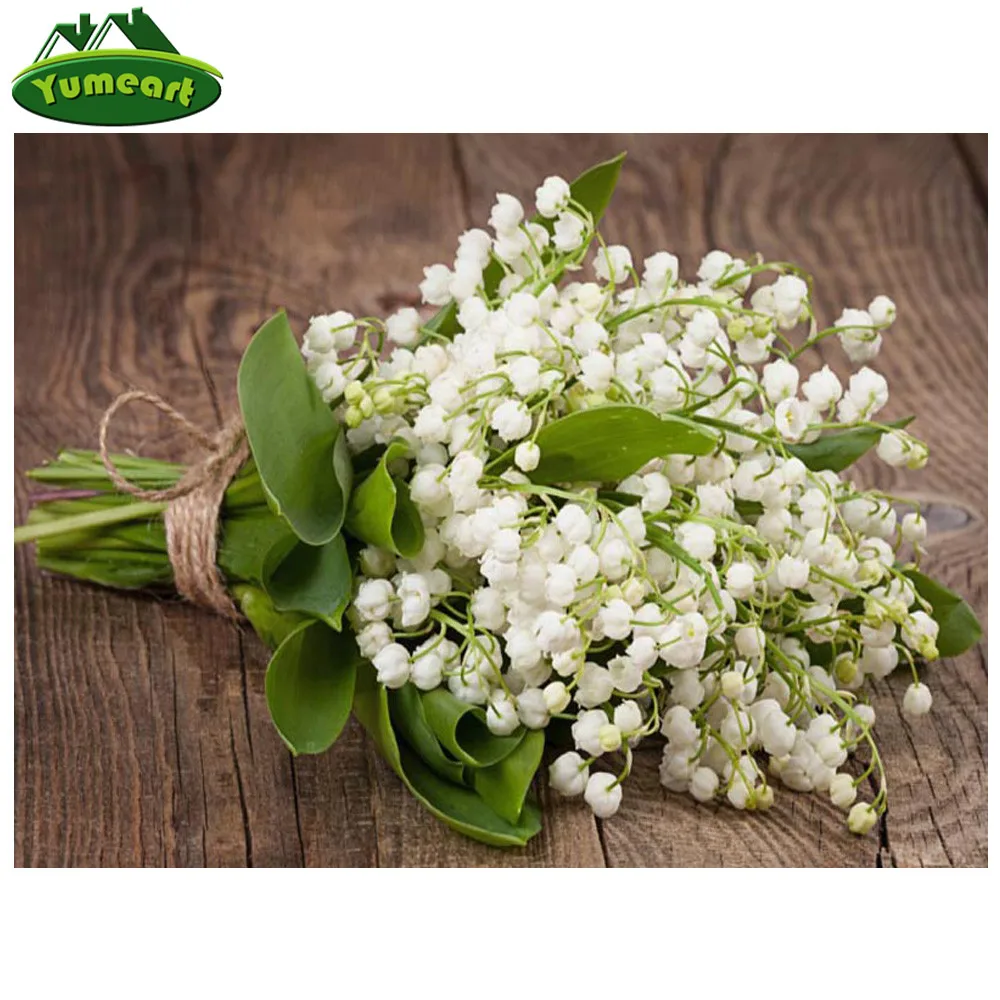 Алмазная вышивка Лилия долины сделай сам декоративная ваза стразы хобби декор