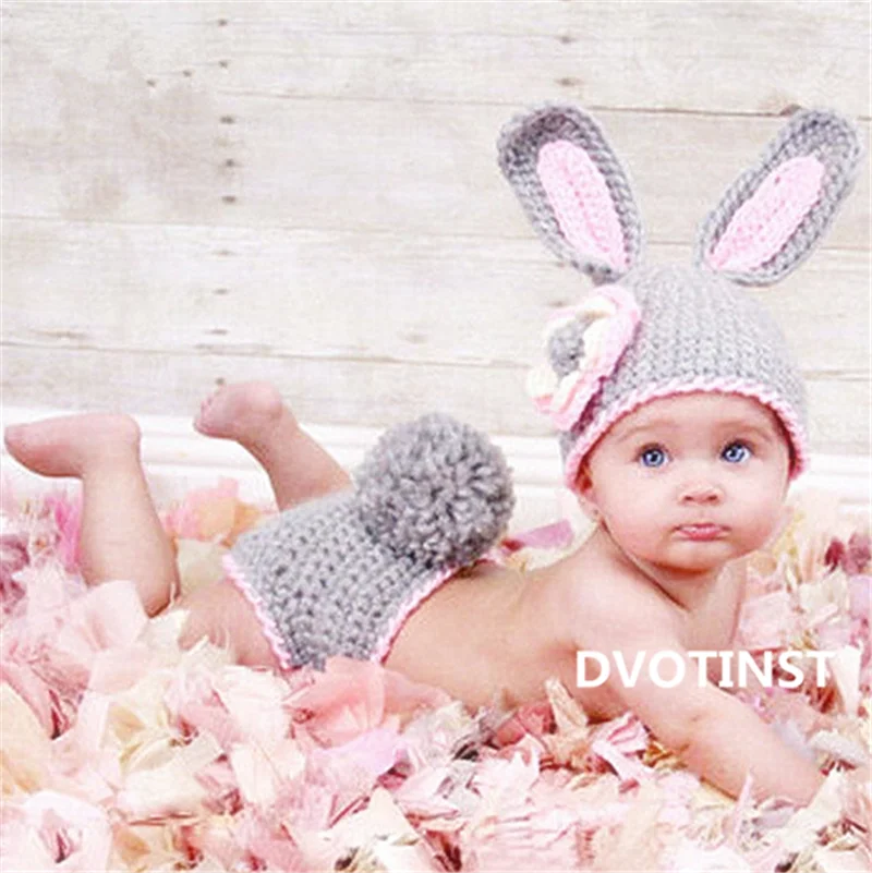 Dvotinst/реквизит для новорожденных; мягкий костюм для маленьких мальчиков и девочек; вязаный комплект одежды с кроликом для новорожденных; реквизит для фотосессии; аксессуары