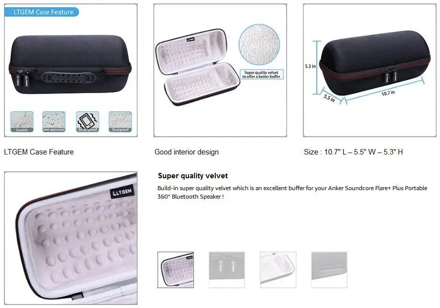 LTGEM Сумка для планшета EVA для Anker Soundcore flash+ Plus Портативный 360 Bluetooth динамик