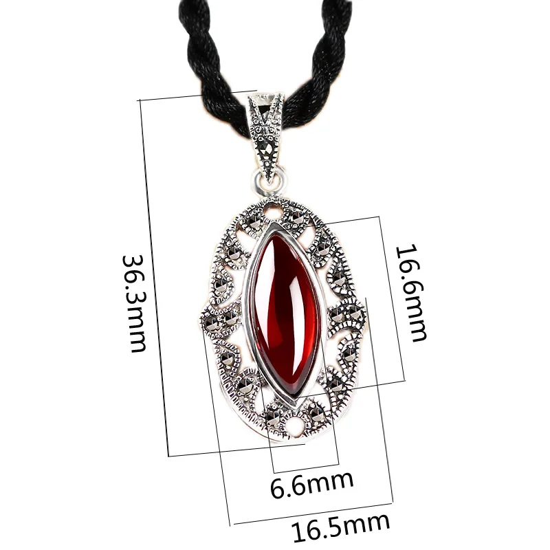 Полый кулон из серебра 925 пробы Красный кубический циркон марказит 100% чистый S925