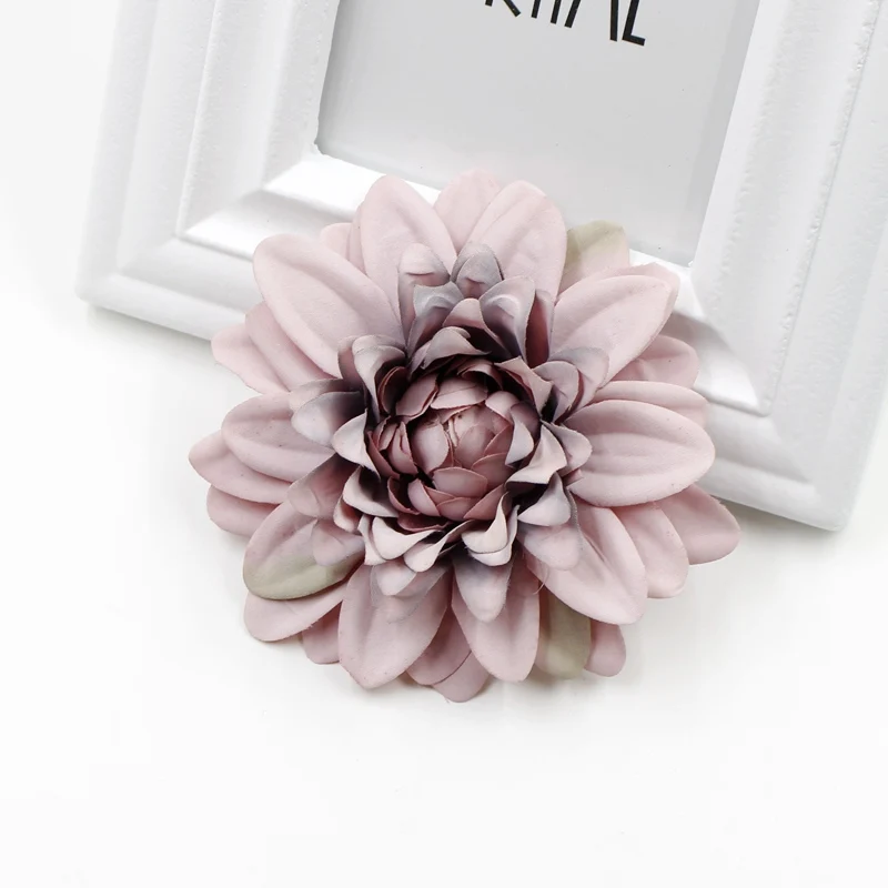 Pink purple 2 шт 10 см искусственные георгины головки хризантем для свадьбы Рождество украшения DIY цветок стены Подарочная коробка ремесло поддельные цветы - Цвет: Pink purple