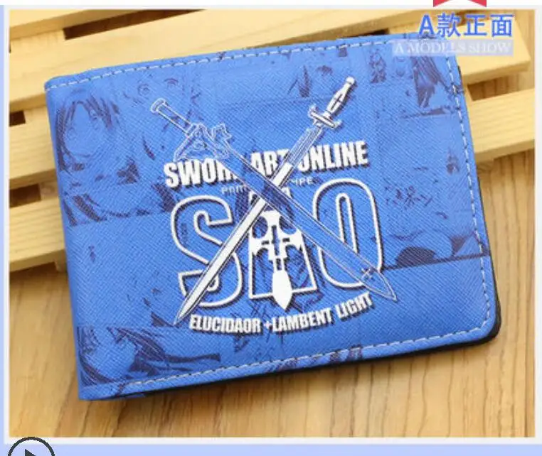 Sword Art Online японский мультфильм аниме кошелек унисекс PU Короткие Длинные стандартные кошельки Yuuki Asuna Kirigaya Kazuto кошелек - Цвет: 1