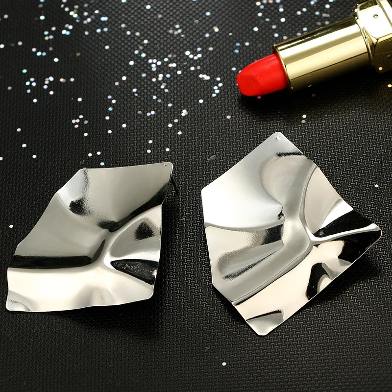 Punk Stud Earrings for Women Gold Silver Color Fashion Big Geometric Oversize Irregular Earing Jewelry Maxi Ear Party | Украшения и
