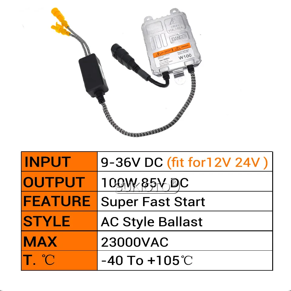 SUKIOTO ксенон высокой мощности H7 100W балласт 24V 12V hid ксенон комплект фар H1 H3 4300K 5000K 6000K 8000K Автомобиль Грузовик Лодка hid огни