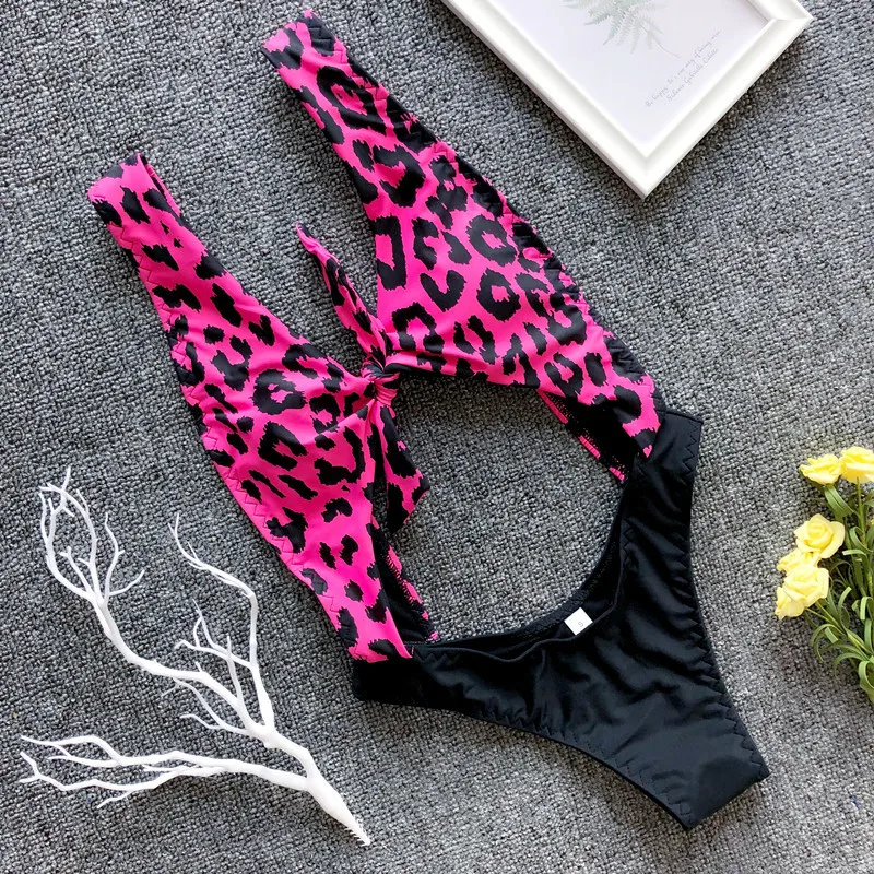 2019 сексуальный леопардовый Цельный купальник женские стринги монокини для