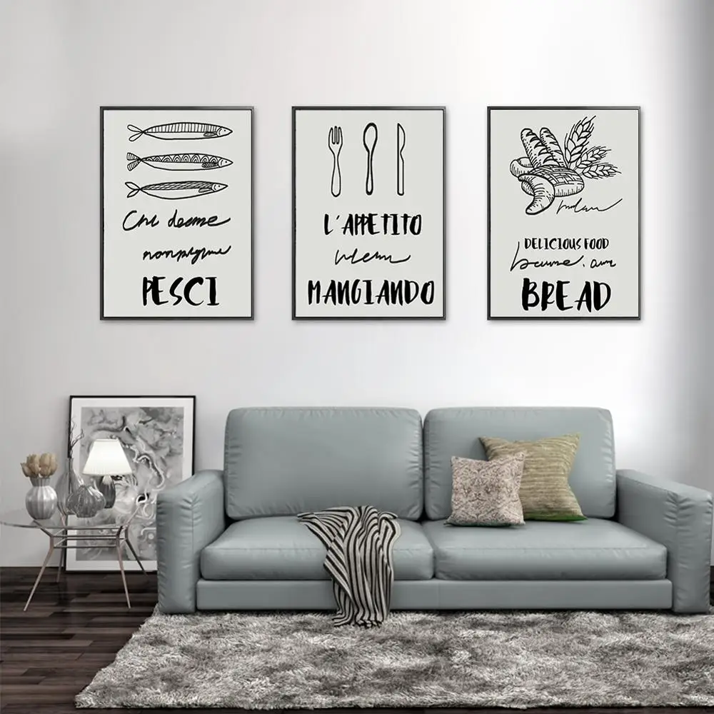 3 шт./компл. постеры и принты для еды кухонные принадлежности художественная роспись столовой модульное