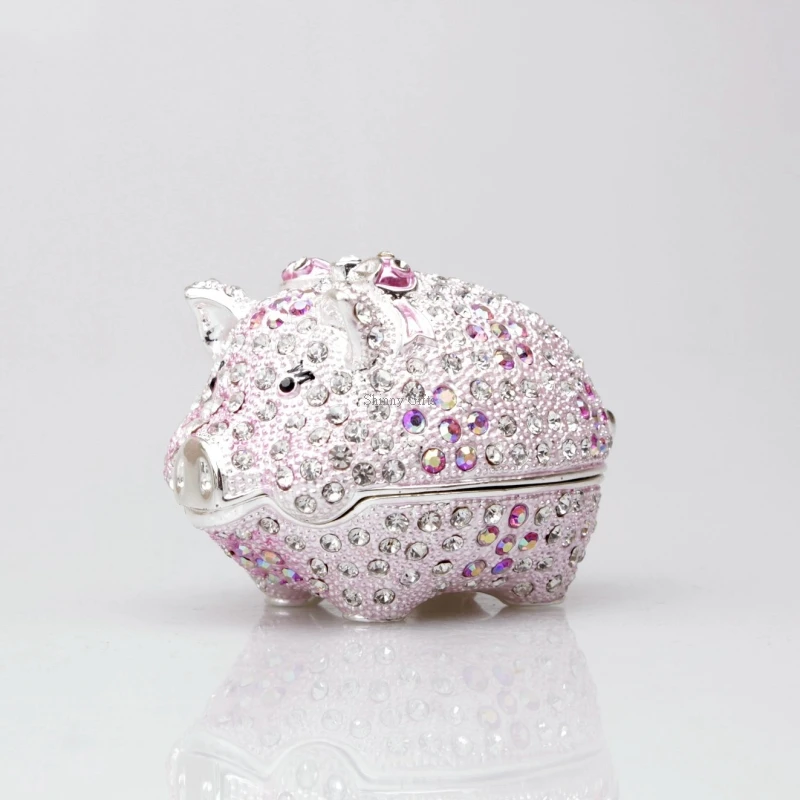 

100% г., ручная роспись, прекрасный коробочка в форме свиньи, металлическая коробка для хранения ювелирных изделий