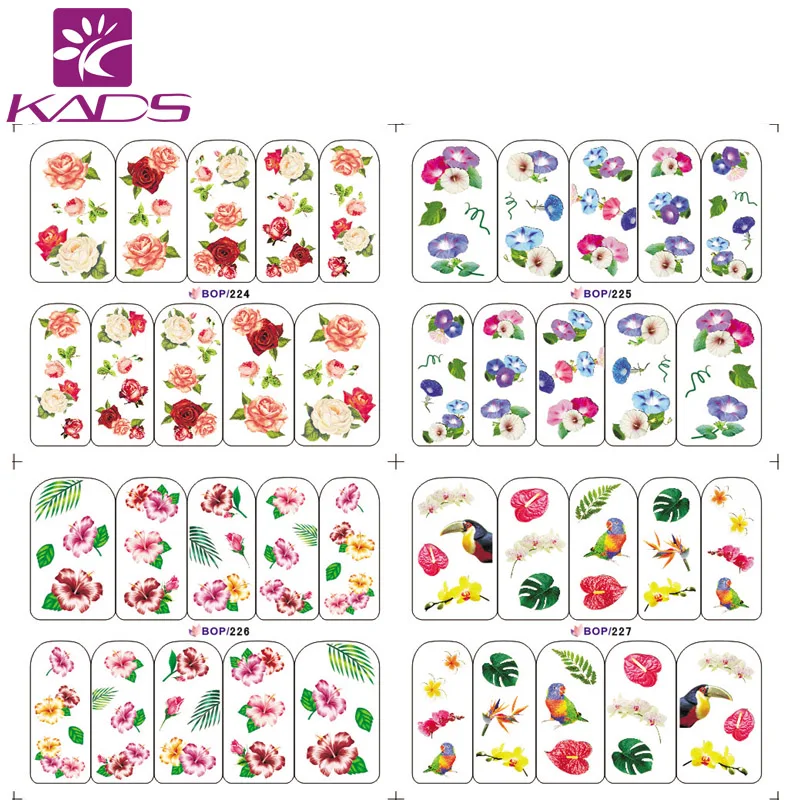БОЛЬШОЙ BOP224 227/Set (4 лист В 1) Воды пропуск Ногтей Sticker beautiful morning glory дизайн ногтей