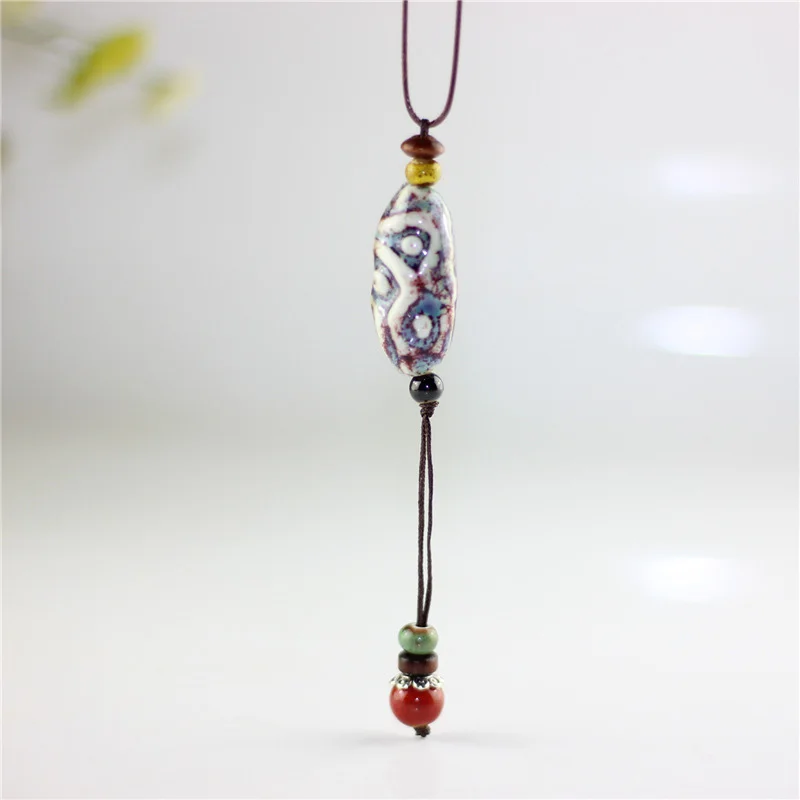 Длинное ожерелье капли воды керамические бусины кулон свитер с чокером цепь для