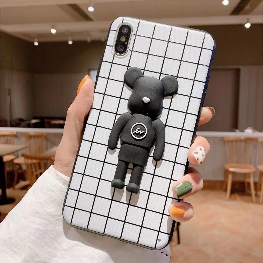 Чехлы с милым медведем чехол для iphone 7 Plus XS Max XR X 8 6 S 5 5S 55 SE чехлы стиль сетки Чехол |