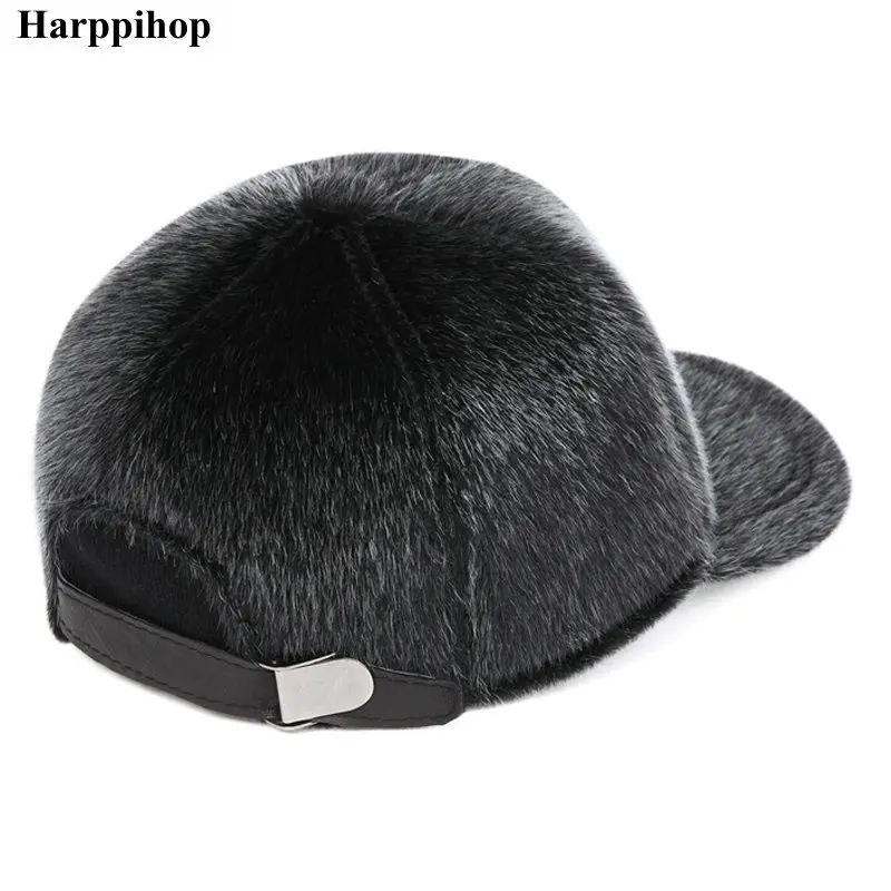 HARPPIHOP Мех Натуральная кожа норковые волосы шляпа мужская кепка бейсболка зимняя