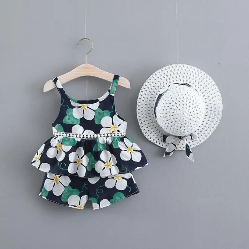Летний Пляжный комплект для младенцев комплекты одежды маленьких девочек