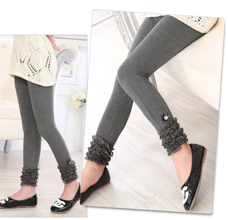 Детские леггинсы штаны для девочек с оборками цвет морской волны тройная оборка