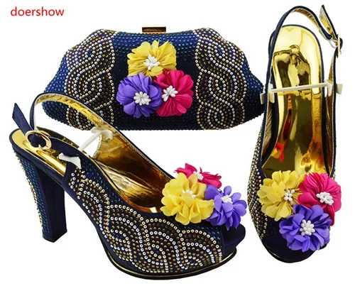 Doershow/модные красные/комплект из обуви и сумки золотистые туфли в африканском