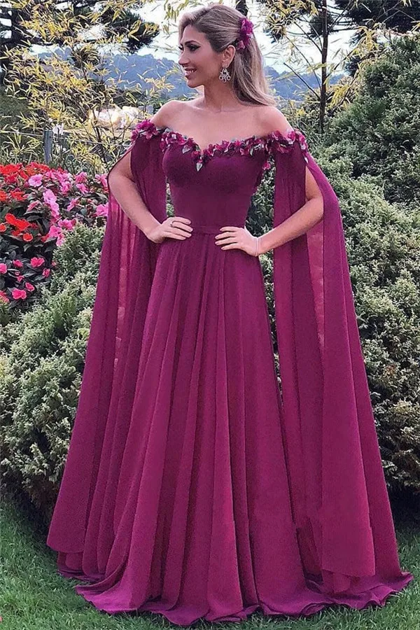 

New Arrival Long Prom Dresses Sweetheart Elegant Flower Chiffon Floor Length Evening Dress Floor Length Muslim Party Gown