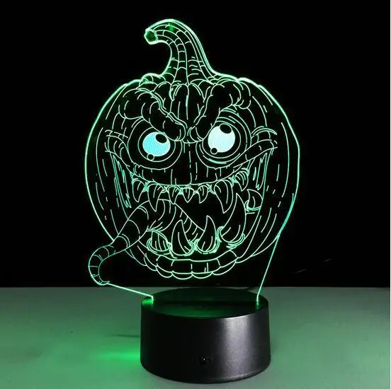 3D LED ночные огни Иллюзия Светодиодная лампа Хэллоуин Тыква сенсорный ночник 7