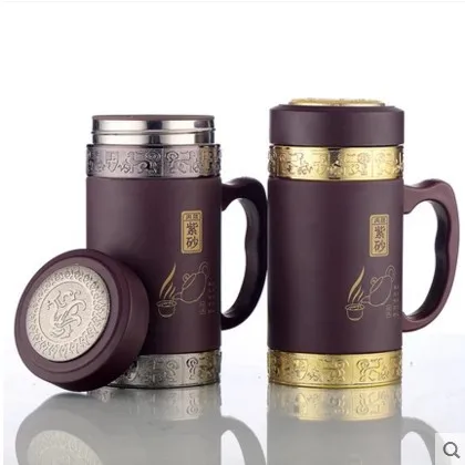 Ручной Фиолетовый Глины Лайнер Термос Из Нержавеющей Стали Изоляции Кружка с